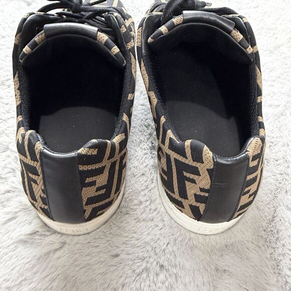 Fendi Men\'s Brown Black FF Logo Perforated Domino Sneakers Size 10 main image 4